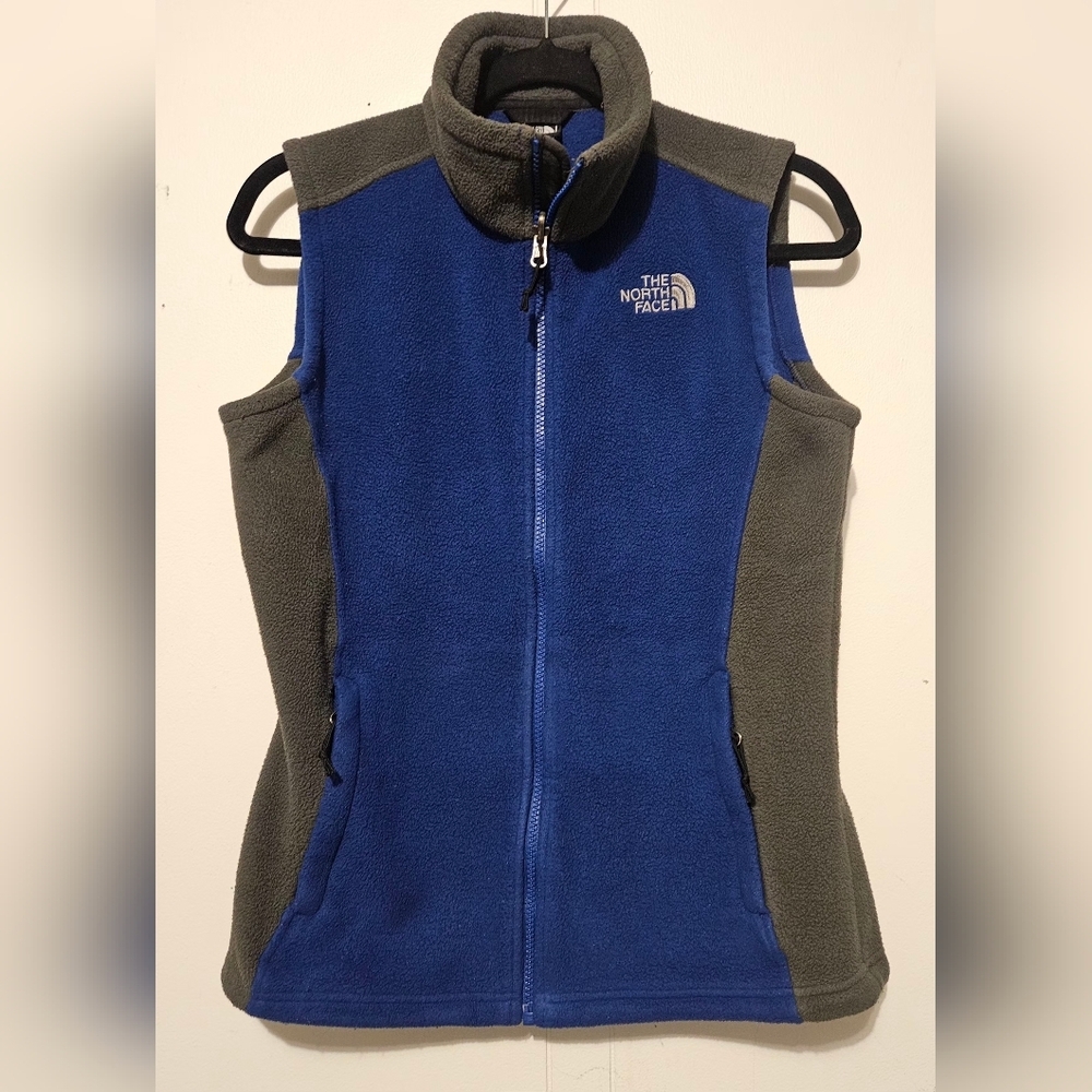 The North Face Blue and Gray Fleece Vest - Picture 1 of 5